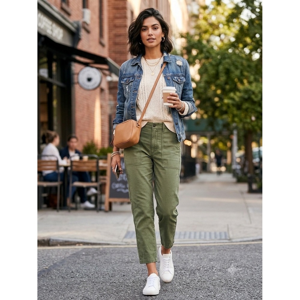 Madewell Military Utility Pants Olive Green High Waist Straight Leg Cropped 27